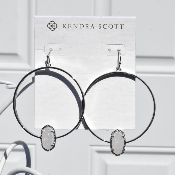 Kendra Scott Jewelry Kendra Scott Elora Drusy Silver Hoop Earrings Poshmark